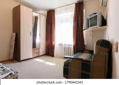 Anapa, Russia - June 25, 2020: Interior Of A Rental Room With An Outdated Poor Interior