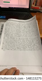 Anapolis, Goias, Brazil, August 20, 2019: A Handwritten Essay On Lined Paper For A Public Contest Discursive Test.