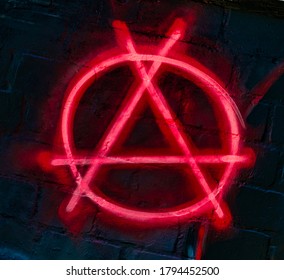 Anarchism Symbol Red Circle-a Black Wall