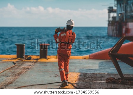 Anchor handling activity during rig move operation at oil field
