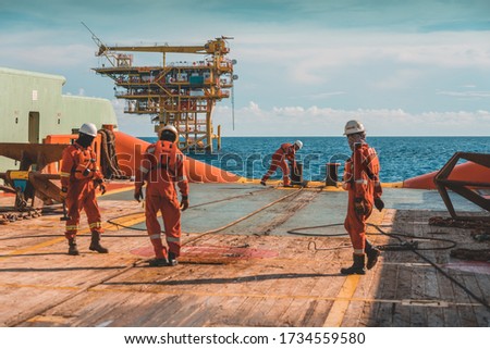 Anchor handling activity during rig move operation at oil field