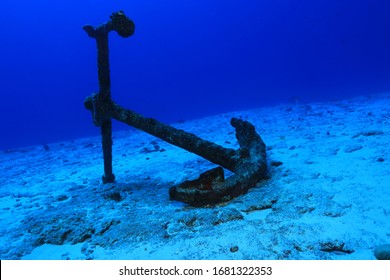 Anchor Of Old Ship Underwater On The Bottom Of The Ocean 