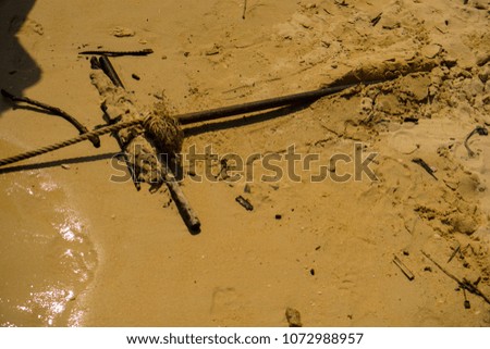 Anchor on the beach for the boat background
