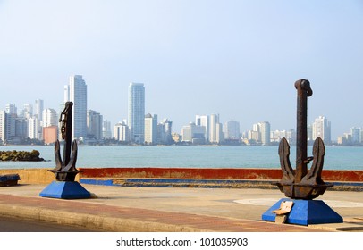 Anchor Sculpture Harbor Of Cartagena Colombia South America  View Bocagrande Beach Resort