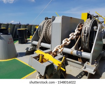 Anchor Windlass Winch Onboard Construction Vessel Stock Photo ...