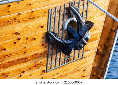 Anchor Of A Wooden Boat Moored At Nusfjord In Norway.