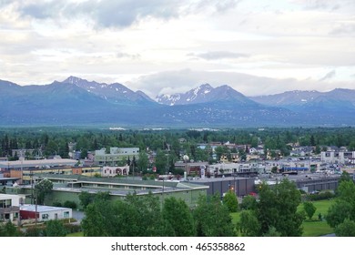 ANCHORAGE, AK -25 JULY 2016- View of the Downtown Anchorage skyline in Alaska.