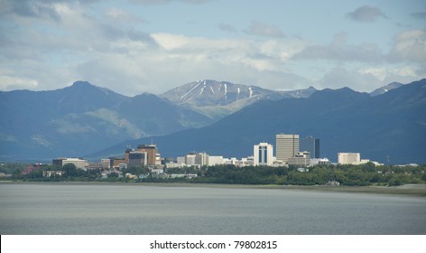 Anchorage Alaska From Earthquake Park Mountain Background Cook Inlet Gulf Of Alaska