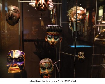 Anchorage, Alaska - USA - 15th September 2018: Alaskan First Nations' Traditional Mask In Anchorage Museum