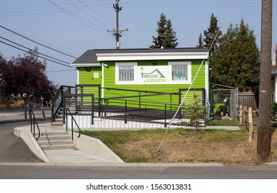 Anchorage, Alaska/United States – 08/29/2019: This Is House Of Green, A Cannabis Dispensary Near Spenard On A Sunny Day In Summer. Cannabis Became Legal In Alaska In 2015.