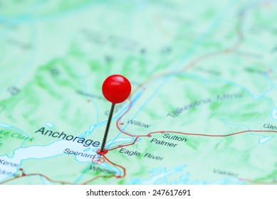 Anchorage Pinned On A Map Of America 