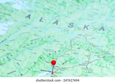 Anchorage Pinned On A Map Of America 