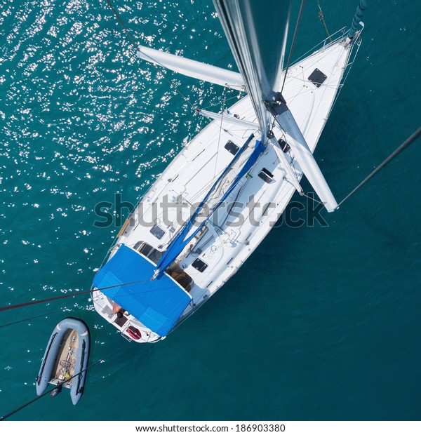 Anchored Sail Boat View Top Mast Stock Photo (Edit Now) 186903380