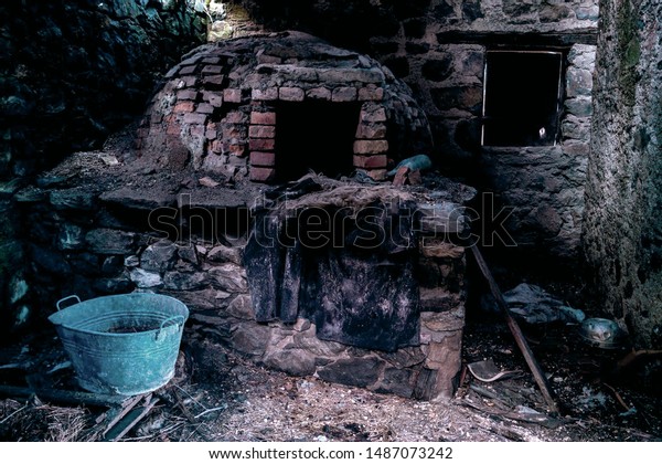 Ancient Abandoned Wood Oven Large Bucket Stock Photo Edit Now