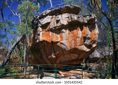 Ancient Aboriginal Rock Art By The Gwion People, 1000 Years Old, Mitchell Plateau,Kimberley Region,Western Australia