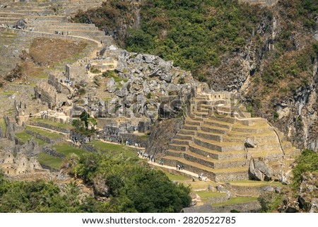 Ancient agricultural terraces and stone structures of Machu Picc