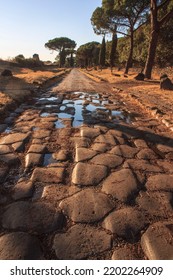 Ancient Appian Way Under The Rain