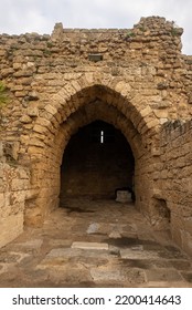 An ancient Arch made of stone bricks. Caesarea. Israel