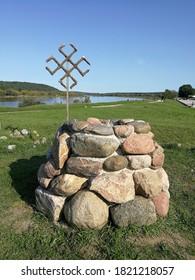 Ancient Baltic Culture Pagan Fire Altar Called Aukuras For Pagan Rituals In Zapyskis, Lithuania