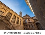 Ancient Basilica of Santa Maria Maggiore in Bergamo upper town, XII century. Exterior in Lombard Romanesque style and interior in Baroque style, UNESCO world heritage site, Lombardy, Italy, Europe.