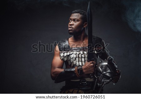 Ancient black gladiator with sword