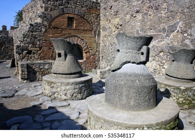 Ancient Bread Ovens In The City Of Pompeii. Vesuvius's Eruption. Naples, Campania, Italy