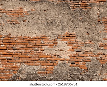 The ancient brick wall is a temple wall and is an ancient construction.