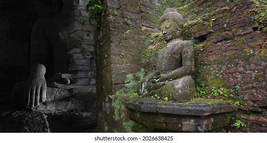 ancient buddha statue in a temple of Burmese 