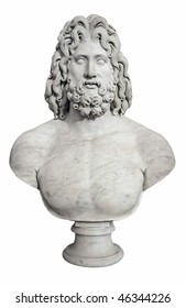 Ancient Bust Of The Greek God Zeus Isolated On White With Clipping Pah