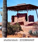 Ancient Casa Grande Ruins National Monument of the Pre-columbian Hohokam native Americans in Arizona USA