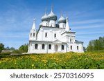 The ancient Cathedral of the Exaltation of the Holy Cross (1658) on a sunny May day. Tutaev. Yaroslavl region. Russia