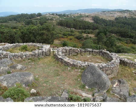 Ancient celts houses on the top of the hill. Called “Castros” in Galicia - Spain