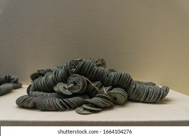 Ancient Chinese Currency, String Of Copper Coins.