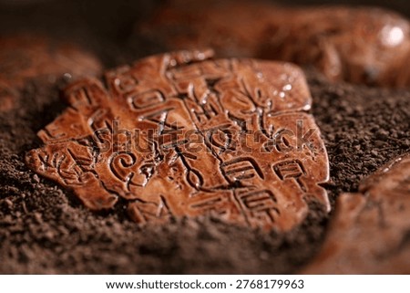 Ancient Chinese oracle bone script inscriptions from Yinxu archaeological site, showcasing early Chinese writing system and cultural heritage with intricate carved characters.