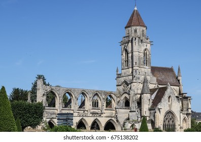 The Ancient Saint-Étienne-le-Vieux Church In The Center Of The Caen In Lower Normandy In Calvados, France. 