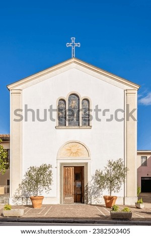 Ancient church S.Andrea Apostolo in Cenaia, Pisa, Italy, on a sunny day