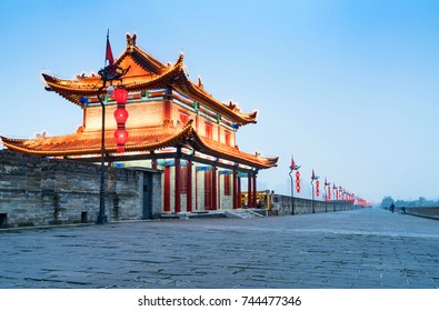 Ancient City Wall At Night, Xi'an,China