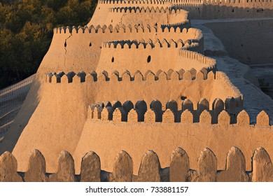 Ancient city walls of Khiva in Uzbekistan.