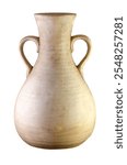 Ancient clay jug on white background