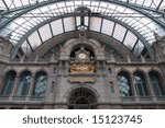 Ancient clock in Antwerp train station