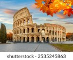 Ancient Colosseum (Coliseum) building in autumn, Rome, Italy