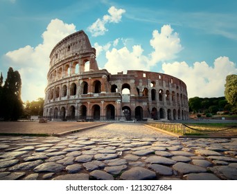 Ancient Colosseum In Rome In The Afternoon