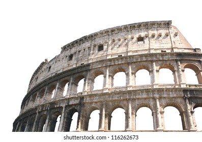Ancient Colosseum, Rome, Italy. Isolated Over White