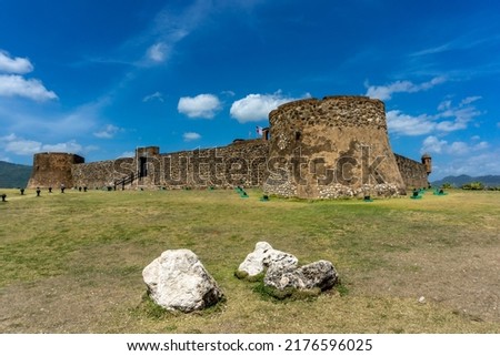 Ancient Columbian San Felipe Fort Bastion or Fortaleza de San Felipe in Puerto Plata built in 1577 - July 2022