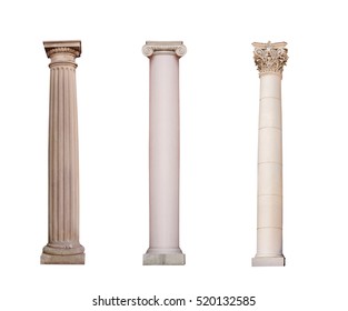 ancient columns of Ionic, Doric and Corinthian ordo are isolated - Shutterstock ID 520132585