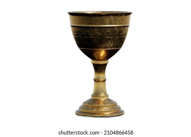 Ancient cooper chalice isolated white background  3D Render	