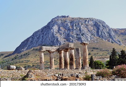 Ancient Corinth Apollo temple and footrace in Greece 