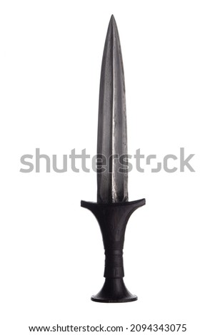 Ancient dagger isolated on white. Ritual knife.