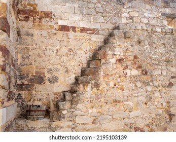 Ancient Defensive Wall Of A Medieval Fortification In A European Castle