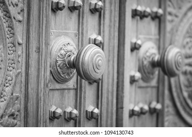 ancient doors close up view
